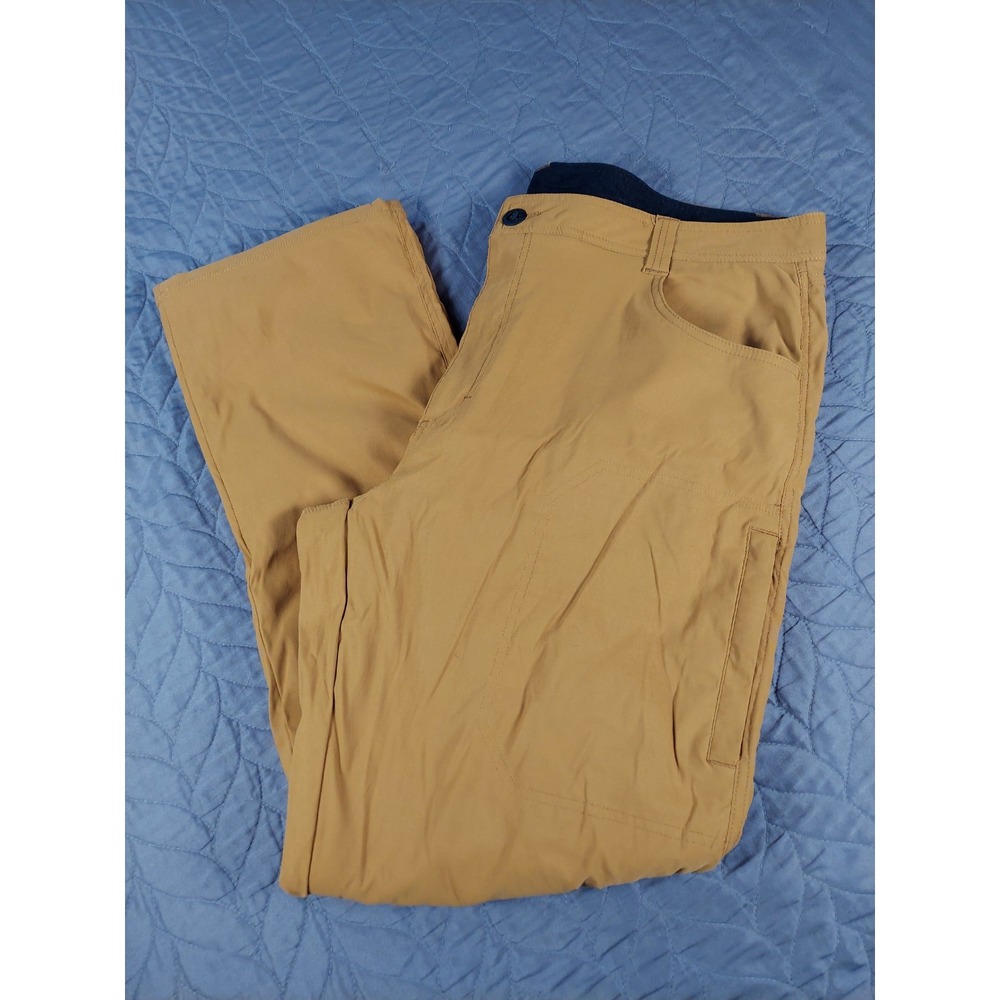 Orvis Insulated Pants Mens 40x32 Brown Fleece Lined Warm Nylon Hiking Tech